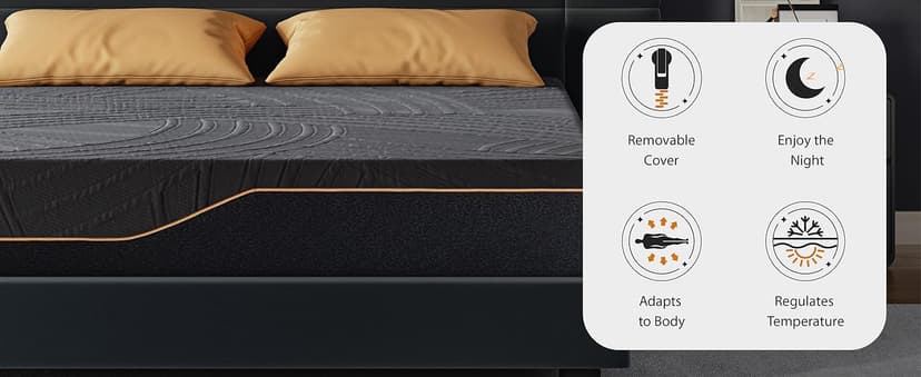 14 Inch Queen Size Memory Foam Mattress in a Box, Copper-Infused Aerofusion Foam & Cooling Fabric Cover, Firm Queen Mattress, Fiberglass-Free, CertiPUR-US Certified, 60”x80”x14”