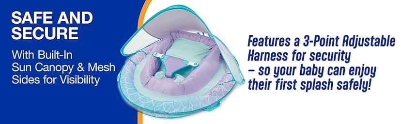 Swimways Infant Spring Float, Baby Pool Float with Canopy & UPF Protection, Swimming Pool Accessories for Kids 3-9 Months, Mermaid