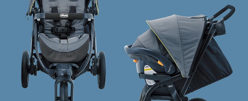 Chicco Activ3 Jogging Stroller Travel System, Includes Chicco KeyFit 30 Infant Car Seat with Base, Lightweight Aluminum Frame, Stroller and Car Seat Combo, Baby Travel Gear | Solar/Grey
