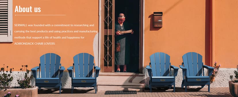 SERWALL Foldable Adirondack Chair Set of 4 for Patio Garden Outdoors Fire Pit-Ocean Blue