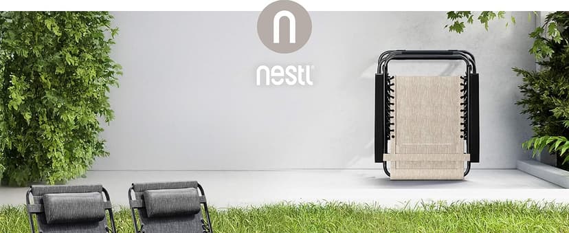 Nestl Zero Gravity Chairs Set of 2, Patio Lounge Chair Outdoor with Pillows & Cup Holder Trays, Adjustable Steel Mesh Reclining Camping Chair, Folding Patio Lawn Chair for Deck, Beach, Yard - Black