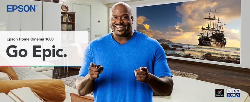 Epson Home Cinema 1080 3-chip 3LCD 1080p Projector, 3400 lumens Color & White Brightness, Streaming/Gaming/Home Theater, Built-in Speaker, Auto Picture Skew, 16,000:1 Contrast, Dual HDMI-White, Medium