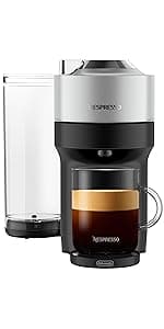 Nespresso Vertuo Plus Deluxe Coffee and Espresso Maker by De'Longhi, Titan with Aeroccino Milk Frother, 110 Volts