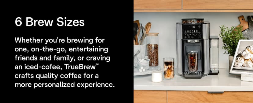 De'Longhi True Brew Drip Coffee Maker, Built in Grinder, Single Serve, 8 oz to 24 oz, Hot or Iced Coffee, Stainless, CAM51025MB