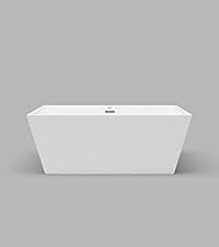 FerdY Bali 59" Acrylic Freestanding Bathtub, Gracefully Shaped Freestanding Soaking Bathtub, Toe-Tap Chrome Drain and Classic Slotted Overflow Included, Glossy White, cUPC Certified