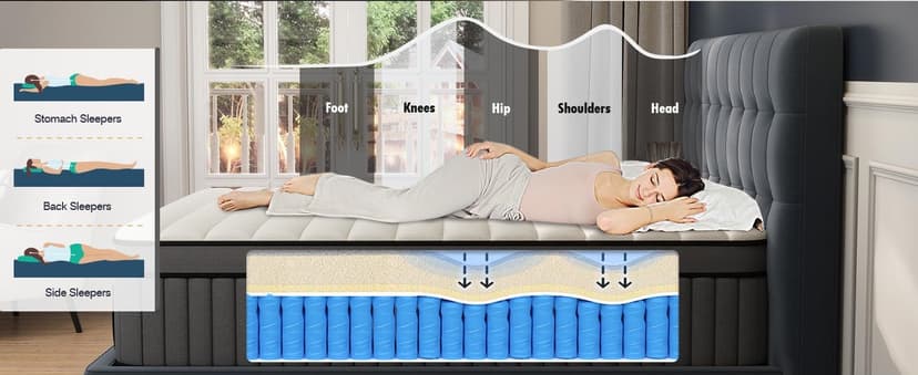 DIFAME King Size Mattress 14 Inch, Gel Memory Foam Hybrid Firm King Bed Mattress in a Box with Independent Pocket Spring, Pressure & Back Pain Relief, Edge Support, 100-Night Trial, CertiPUR-US