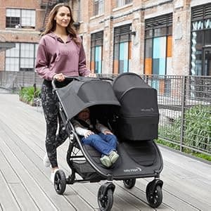 Baby Jogger City Mini GT2 All-Terrain Double Stroller with Forever Air Rubber Tires and All-Wheel Suspension Pike Exclusive Includes Belly Bars Leatherette Handlebar and Premium Fabric