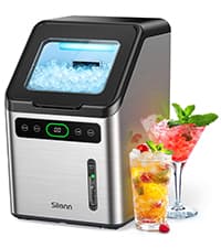 Nugget Ice Maker Countertop, Silonn Chewable Pellet Ice Machine with Self-Cleanin Function, 33lbs/24H Portable Ice Makers for Home Kitchen Officce, Black