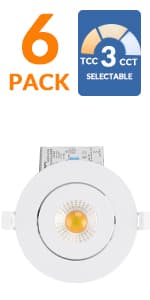 16 Pack Led Recessed Light 4 Inch,Adjustable Eyeball Gimbal, LED Recessed Lighting with Junction Box 9 Watts 750Lm Dimmable Ceiling Light ETL Listed (2700K/3000K/3500K/4000K/5000K Option)
