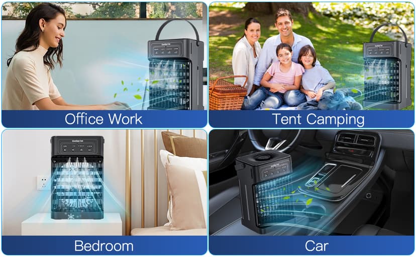 Portable Air Conditioners, 4-IN-1 Portable AC Unit with 3 Wind Speeds, 3 Spray Mode, 7 Night Light & 2-8H Timer Air Conditioner Portable,Personal Small Mini Air Conditioner Air Cooler for Room Camping