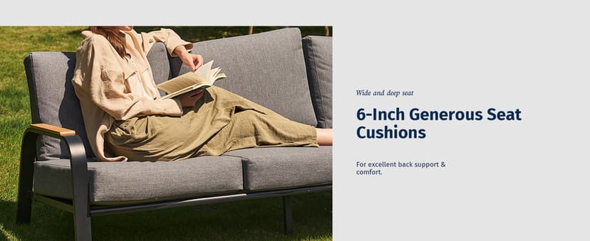 EAST OAK 5 Seats Patio Furniture Set, Waterproof Outdoor Patio Furniture with Thick Cushion, 4-Piece Outside Conversation Set with Coffee Table for Garden and Yard, Misty Grey