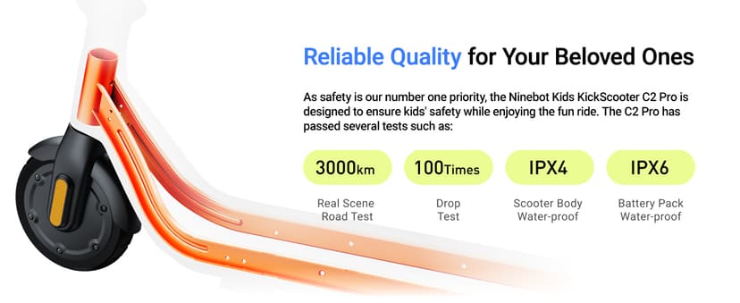 Segway Ninebot eKickScooter - Electric Scooter for Kids 6-14, w/t Adjustable Handlebar Height (Only C2 Pro) for Riders up to 132 lbs, Includes New Cruise Mode, UL-2272 Certified