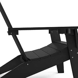 MXIMU Modern Adirondack Chairs Set of 4 Weather Resistant with Cup Holder Oversize Plastic Fire Pit Chairs Plastic Outdoor Chairs for Firepit Area Seating (Black)