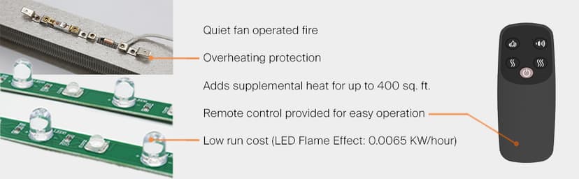 LegendFlame 23" W Free Standing Electric Fireplace White Birch Log Set (EF290A-WB), Fireplace Insert, Heater 750W/1500W, Crackling Sound, Remote Control