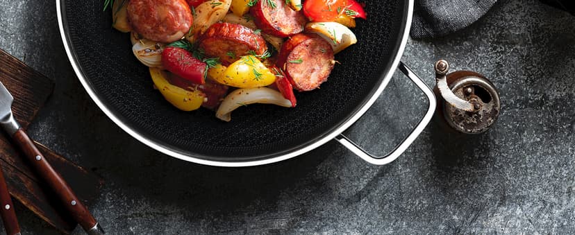 Wok, 13 Inch Hybrid Woks & Stir-fry Pans Nonstick, Non Toxic Stainless Steel Wok Pan with Lid, Dishwasher Induction Oven Broiler Safe, PFOA Free Cookware Non Stick