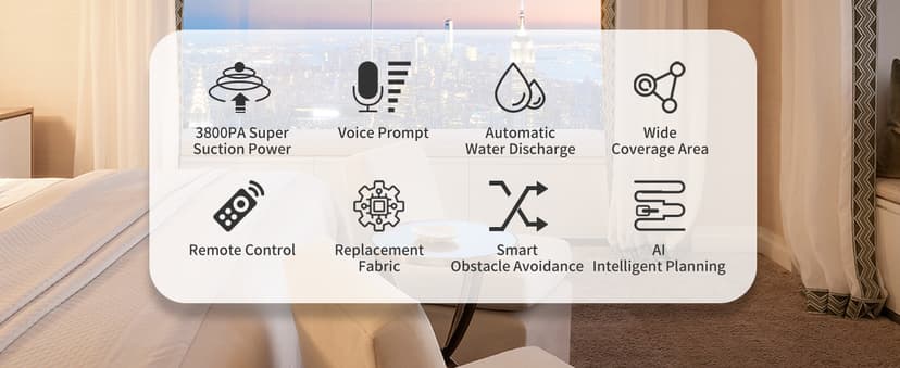 FMART T9Pro Window Cleaning Robot, Ultrasonic Atomization Intelligent Water Spray, 3800PA Suction Power, AI Intelligent Path Planning, Edge Detection Technology, Remote Control Robot Window Cleaner