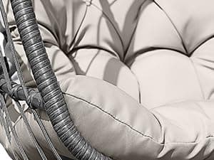 HWB Hanging Egg Chair with Stand, Patio Wicker Hammock Egg Swing Chair with Cushion for Bedroom Garden Indoor Outdoor (Beige)