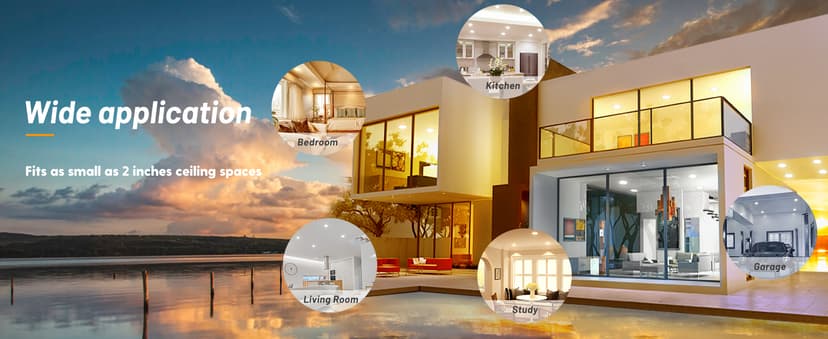 Amico 24 Pack 6 Inch 5CCT Ultra-Thin LED Recessed Ceiling Light with Junction Box, 1050LM Brightness, Dimmable Canless Wafer Downlight, 12W, ETL&FCC