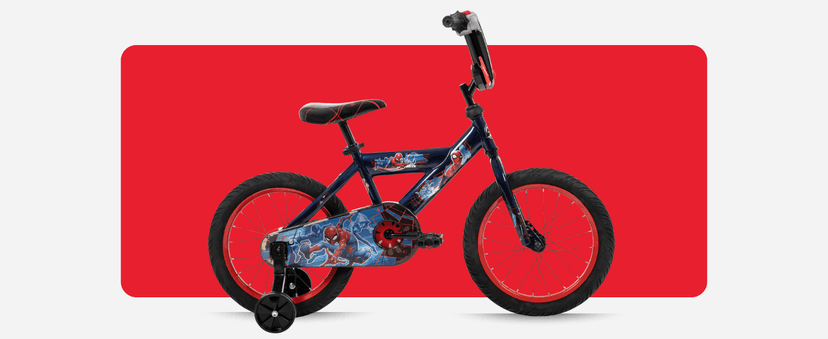 Huffy Disney and Marvel 12/16 Inch Boy's Bike for Kids, Multiple Color Options and Designs Available, Ideal for Ages 3+ Years Old, Removable Training Wheels, Adjustable Seat, Simple Coaster Brake