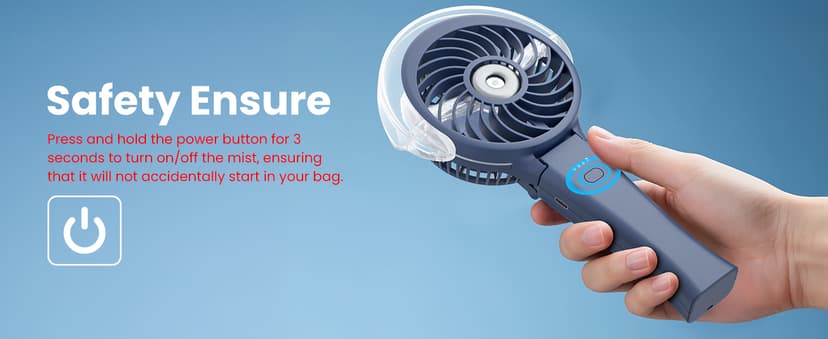 HandFan 4000mAh Upgraded Handheld Misting Fan, 50ml Water Tank, Rechargeable Personal Mister Fan Portable AC, Spray Water Mist Fans, Foldable Cooling Ice Fans for Beach Travel Disney(Royal Blue)
