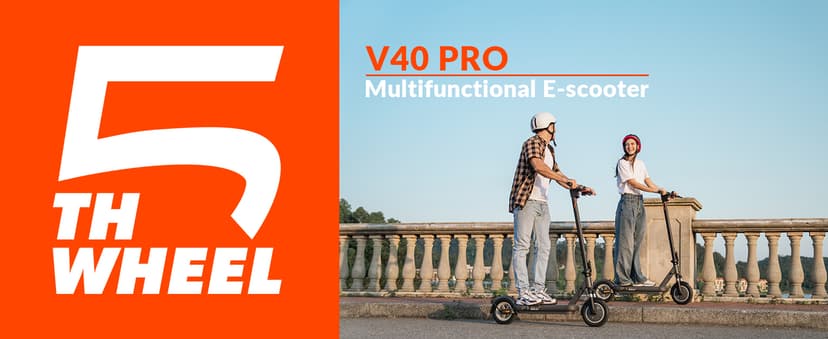 5TH Wheel V40 PRO Electric Scooters, 48V 800W Peak Motor & 20 MPH, 24.9 Miles Range, 10" Solid Tires, Front-N-Rear Suspension and Ambient Light, Folding Sport Scooters with Dual Brake System and APP