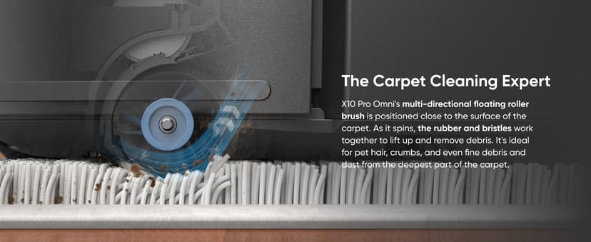 eufy X10 Pro Omni Robot Vacuum and Mop Combo, 8,000 Pa Suction, Dual Mops with 12 mm Auto-Lift and Carpet Detection, AI Obstacle Avoidance, Auto Mop Washing, Auto Drying, Self-Emptying, Self-Refilling