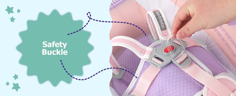 MAMBOBABYFLOAT Light Traveler 2025 — Safe, Comfortable, Adjustable Baby Pool Float with Canopy — Sun Protection, Self-Inflating, 5-Way Buckle System (Hot Air Balloon, Pink)