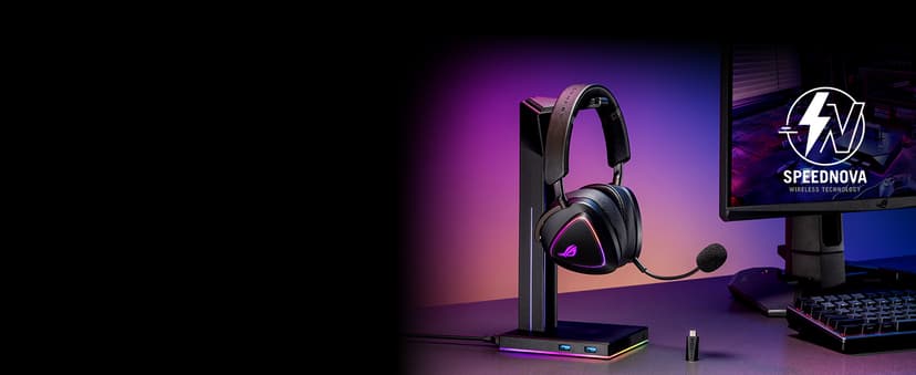 ASUS ROG Delta II Wireless Gaming Headset (BT, ROG SpeedNova 2.4GHz, 3.5mm, 50mm Titanium-Plated Drivers, 10mm Super-Wideband Mic, 110HR Battery, DualFlow Audio, for PC, Switch, PS5, Xbox)- Black