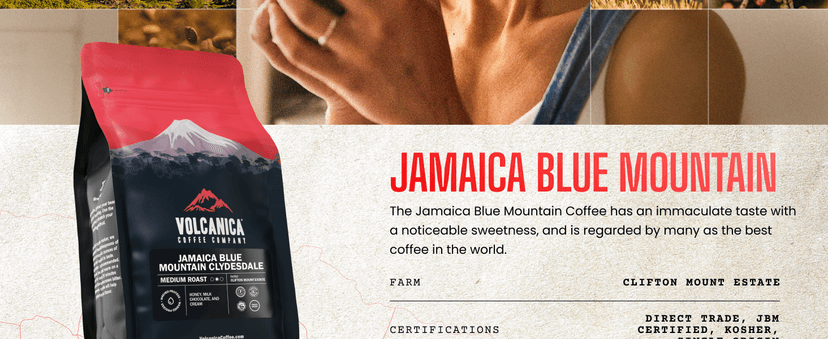 Jamaican Blue Mountain Coffee, 100% Pure, Whole Bean, Fresh Roasted, 16-ounce