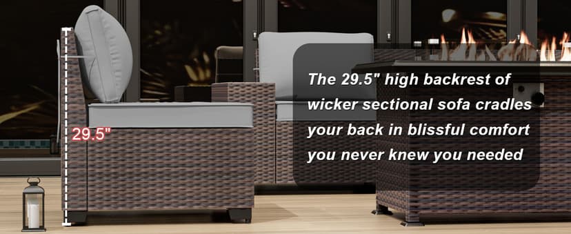 10 Pieces Patio Furniture Set with 2 Swivel Chairs Patio Furniture Outdoor Sectional Sofas with 55000 Gas Fire Pit Patio Conversation Set w/7 Cushions-Gary