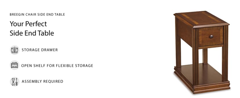 Signature Design by Ashley T007-527 Chair Side End Table, 24.50" W x 17.00" D x13.50 H, Medium Brown