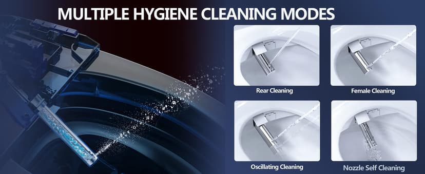 Upgrade Bidet Toilet Seat Elongated, Rear and Feminine Wash, Unlimited Warm Water, Heated Seat, Warm Air Drying, Soft Close Lid, Sense Seat, Smart Bidet Seat Elongated Requires Electricity