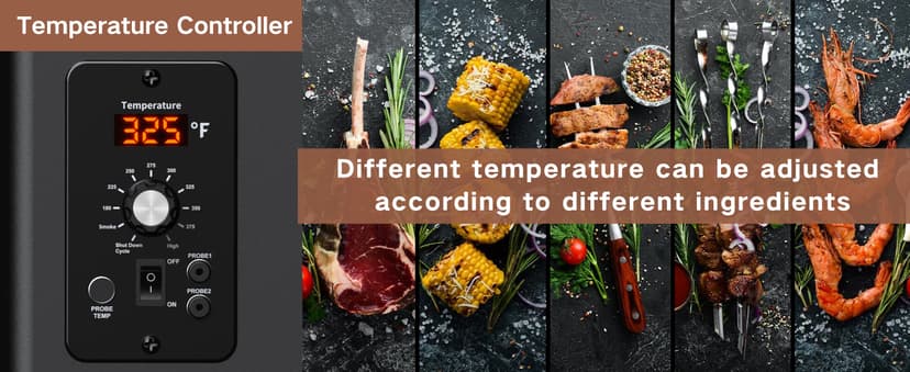 KingChii Portable Electric Wood Pellet Grill & Smoker with Foldable Legs, 456 SQ.IN Grill Capacity, 18LB Hopper, with PID Temperature Control (180-425°F) for Backyard Camping Bake and Roast, Black