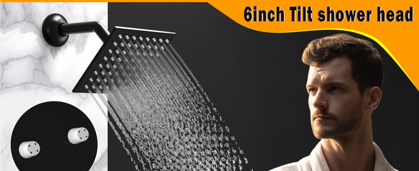 HOMEDEC Double Shower Heads Full Body Shower System with 6pcs Body Jets, 3-in-1 Function 14x20inch and 6inch Showerheads, Rainfall Shower System, Black