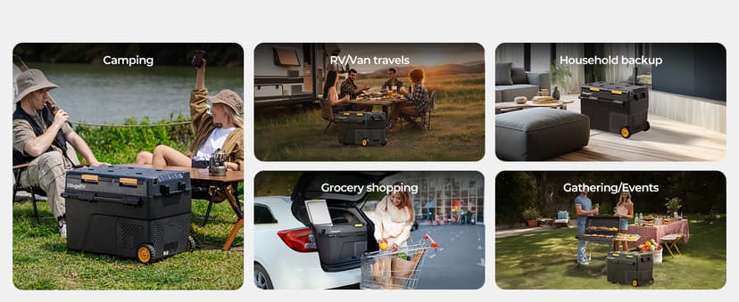 BougeRV 12 Volt Car Refrigerator, CRD2 52 Quart Portable Fridge Freezer with APP Control, -4℉ to 68℉ Dual Zone Compressor Electric Cooler 12/24V DC, 110~240V AC for Overlanding, Camping, RV, Truck