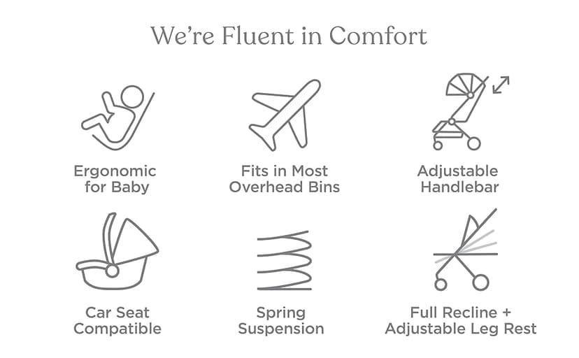 Ergobaby Metro+ Compact Baby Stroller, Lightweight Umbrella Stroller Folds Down for Overhead Airplane Storage (Carries up to 50 lbs), Car Seat Compatible, Slate Grey