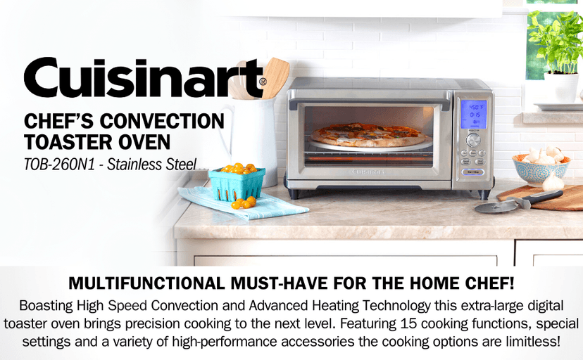 Cuisinart Convection Toaster Oven, Stainless Steel, 16.93"D x 20.87"W x 11.42"H, TOB-260N1
