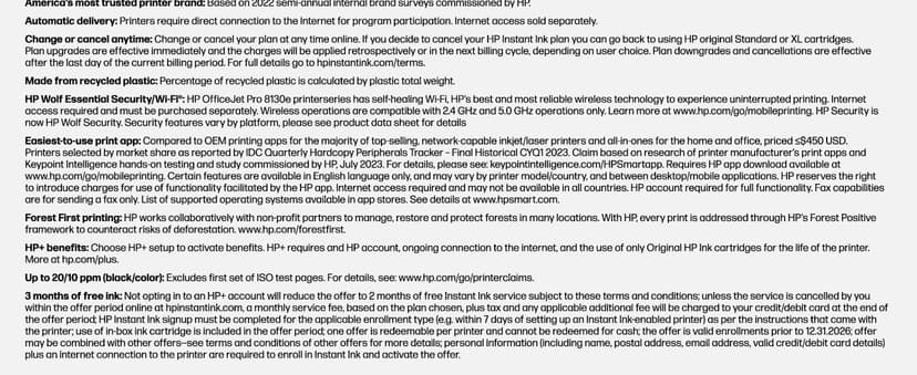 HP OfficeJet Pro 8135e Wireless All-in-One Color Inkjet Printer, Print, Scan, Copy, Fax, ADF, Duplex Printing, Best-for-Home Office, 3 month Instant Ink trial included (40Q35A)