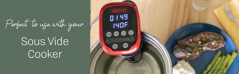 Nesco Deluxe Food VS-12 Vacuum Sealer, 130 Watts, Kit Bags & Viewing Lid, Compact, Silver