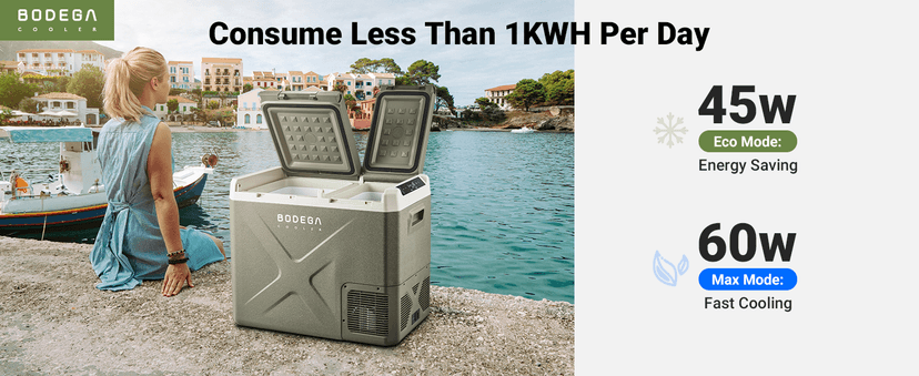 BODEGACOOLER 12V Portable Refrigerator, 42Quart (40L) Dual Zone Car Refrigerator, RV Car Fridge APP Control, -4℉-68℉Portable Freezer 12/24V DC 100-240V AC for Outdoor Camping Travel Vehicles Home Use