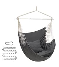 SONGMICS Hanging Chair, Hammock Chair with Large, Thick Cushion, Boho Swing Chair for Bedroom, Patio, Balcony, Garden, Holds up to 264 lb, Accessories Included, Cream White UGDC042M01