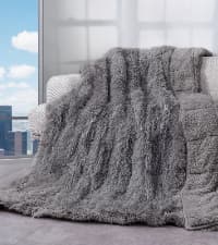 Cottonblue Weighted Blanket 15 lbs Queen Size 60x80 inches, Flannel Shaggy Sherpa Weighted Blanket for Adults Comfortable Weighted Blankets for Calming and Relax, Bed Sofa Heavy Blankets, Grey