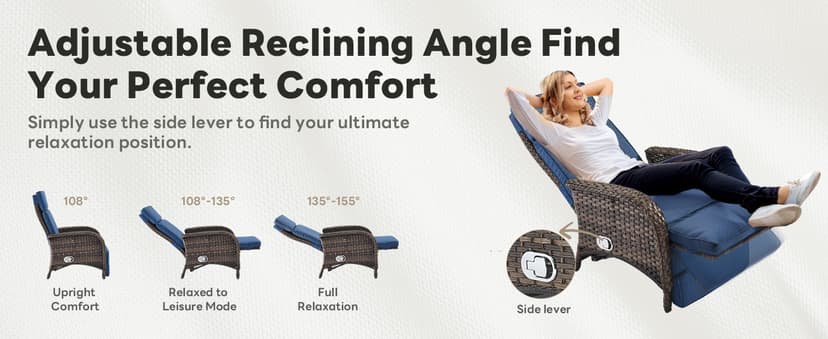 Versatile Outdoor Recliner Chair - Reclining Patio Chair with Adjustable Backrest and Footrest, All-Weather Wicker Chaise Lounge Chair Outdoor for Pool Deck Brown