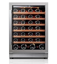 24 Inch Wine Fridge, 54 Bottle Wine Cooler Refrigerator, 40-65°F Wine Refrigerator Glass Door, 3 LED Wine Fridge, Built-in or Freestanding Wine Fridge for Home/Bar/Kitchen (5.65 cu.ft)