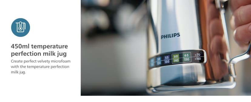 PHILIPS Barista Brew Semi Automatic Espresso Machine - Single & Double Espresso + Americano Button, 280g Dual Bean Container, Intuitive Guidance, Calibrated Tamping, Metal Cappuccino (PSA3228/41)