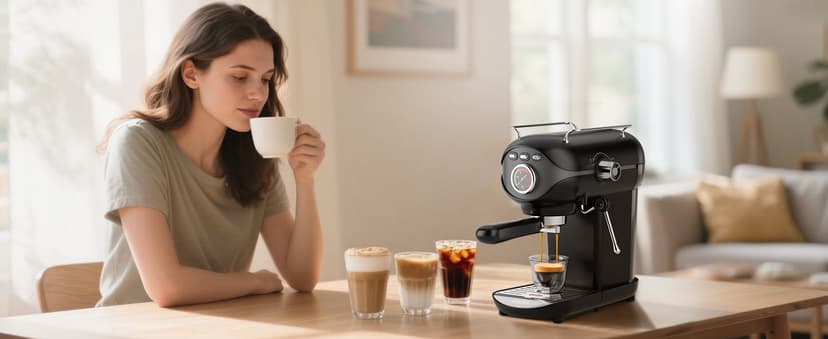 Espresso Machine, 20 BAR Pump Temperature Control, Compact Espresso Maker with Steam Milk Frother, Professional Coffee Makers for Home, Cappuccino, Latte, Gifts for Coffee Lover, Black