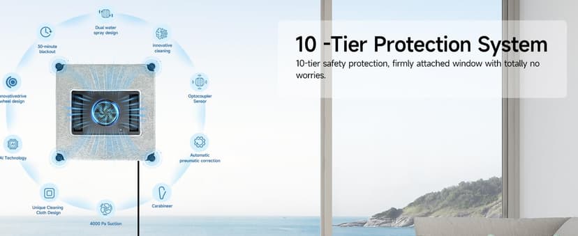 AlfaBot Window Cleaning Robot, 4500PA High Suction Power Window Cleaner with Dual Water Spray,3.0 Path Planning, Edge Detection Technology,Perfect for High-Rise Windows, Big Glass