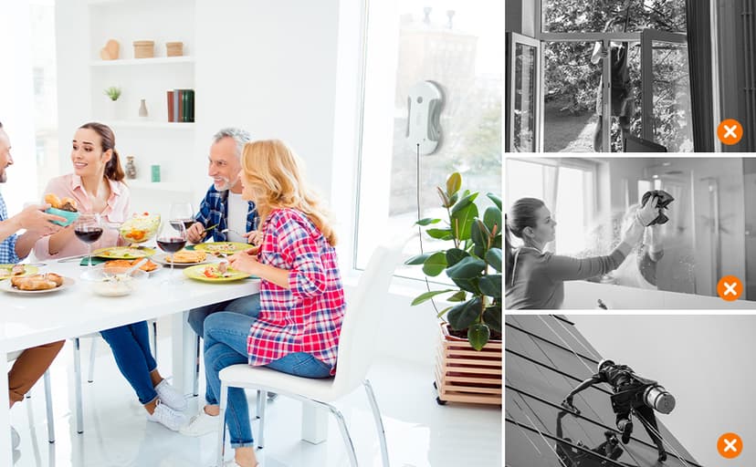 Window Cleaning Robot, 5800Pa Intelligent Window Cleaner Robot with 80ml Dual Water Spray, with Path Planning and Edge Detection for Interior/Exterior Highrise Windows