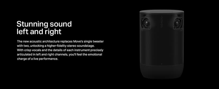 Sonos Move 2 - Black - Wireless Portable Bluetooth Speaker