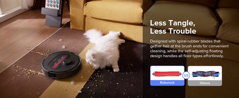 roborock QV 35S Robot Vacuum and Mop, All-in-one Vacuum Cleaner, 10,000Pa Powerful Suction, Self Emptying & Refilling, Self Mop Washing & Air Drying, Anti-Tangle Brushes for Home, Pet Hairs, Black